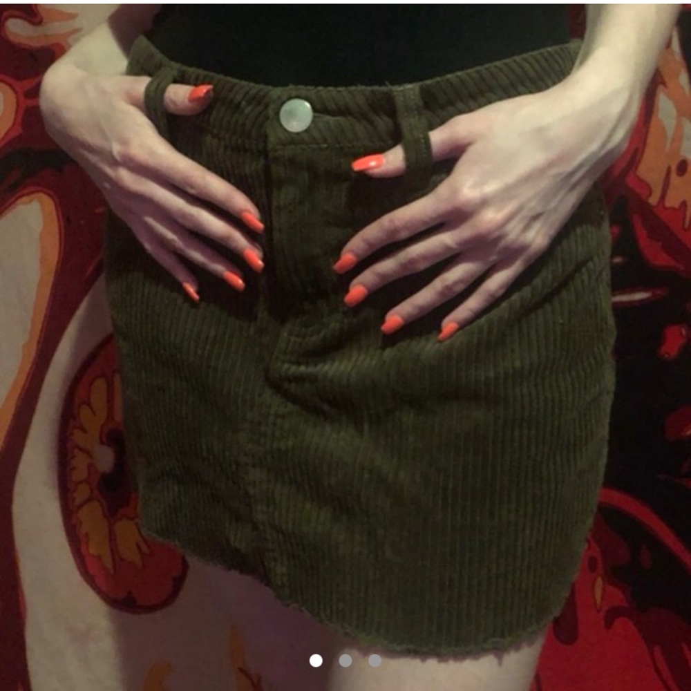 Green corduroy skirt from Urban Outfitters